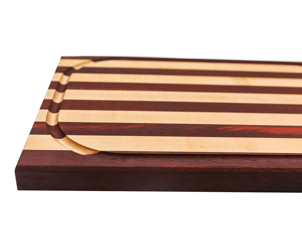 Wood Cutting Board Edge Grain African Padauk & Hard Maple Hiawatha